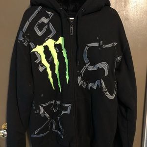 Adult X-Large Fox faux fur lined hoodie Jacket.